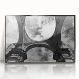 Mid-century modernist art depicting a serene Guatemalan landscape in acrylic, framed in silver, ideal for nursery wall art.