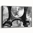 Black and white wall art featuring a vintage poster style landscape of Central America on a framed canvas.