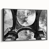 Black and white wall art featuring a vintage poster style landscape of Central America on a framed canvas.