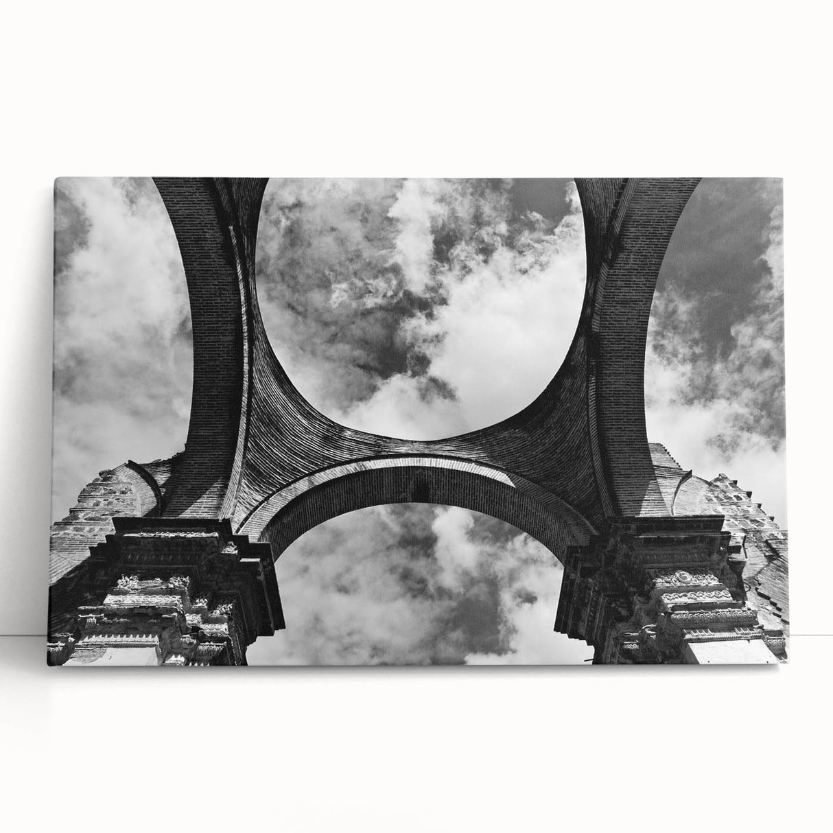 Black and white stretched canvas depicting a scenic Guatemalan landscape, ideal for kitchen wall art.