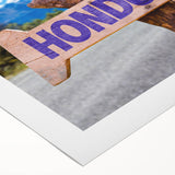 Art deco poster of a vibrant cityscape in Central America, printed on rolled canvas, ideal for dining room wall art.