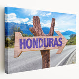 Large canvas print of a scenic Honduran landscape, featuring lush greenery and a serene river, ideal for kitchen wall art.