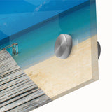 Large abstract wall art depicting a Central American scenery in mid-century modernist style on acrylic.