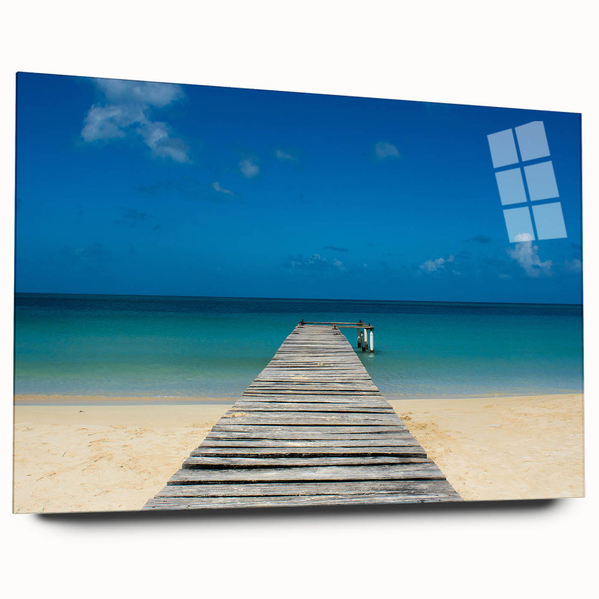Large abstract wall art depicting a Central American landscape in muted earth tones on acrylic glass.