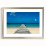 Textured abstract art print depicting a vibrant Central American landscape on a framed silver mat.