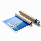 Extra large rolled print of a vibrant Central American scenery with lush florals, ideal for classy bathroom wall art.