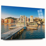 Acrylic print of a large abstract depiction of an Albanian landscape in muted earth tones.