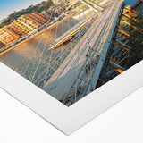 Art Deco poster of an Albanian landscape on rolled canvas, featuring muted earth tones, ideal for dining room decor.