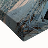 Black and white landscape art painting of Albanian scenery on stretched canvas, ideal for bedroom wall art.