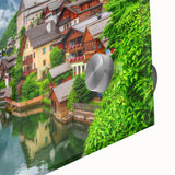 Large abstract wall art of a European scenery in Austria, featuring muted earth tones on acrylic glass.