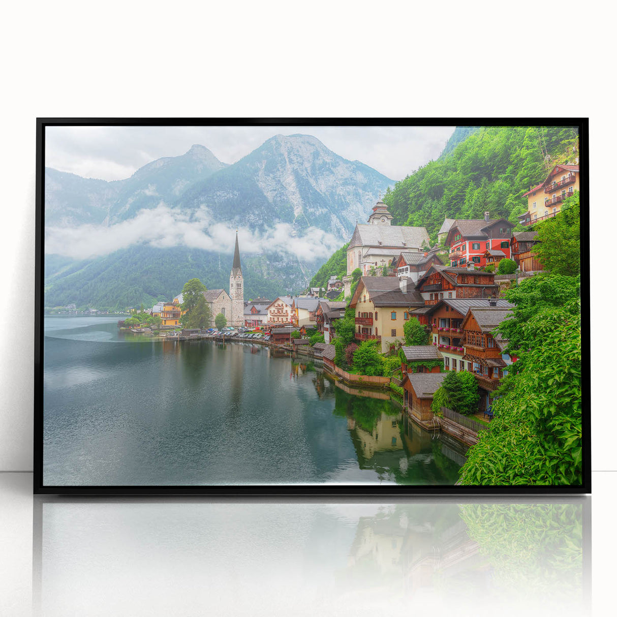 Large abstract wall art featuring muted earth tones of a European landscape on framed acrylic.