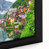 Extra large black wall art depicting a textured Austrian landscape on framed canvas, with colorful accents.