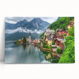Black and white large art canvas of European scenery, ideal for kitchen wall art.