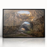 Large abstract wall art featuring a Bulgarian landscape in muted earth tones on a framed acrylic canvas.