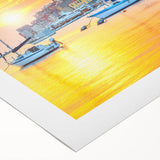 Art deco poster featuring a serene Croatian landscape in soft blue and green hues on rolled canvas.