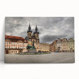 Black and white stretched canvas of Prague scenery, ideal for kitchen wall art.