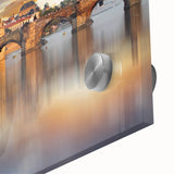 Mid-century modernist art of a Czech Republic scenery in muted earth tones on acrylic glass, suitable for dining room art.