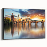 Black and white framed canvas of a Czech Republic landscape, ideal for bedroom wall art.