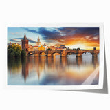 Rolled print of a European scenery with vibrant floral elements, ideal for art wall dining room placement.