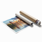 Extra large rolled print of a Czech Republic scenery with vibrant floral elements, ideal for classy bathroom wall art.