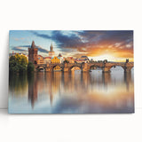 Black and white stretched canvas of Prague skyline, ideal for kitchen wall art.