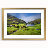 Abstract art print of a European scenery in Denmark, featuring muted earthy tones on a framed gold canvas.