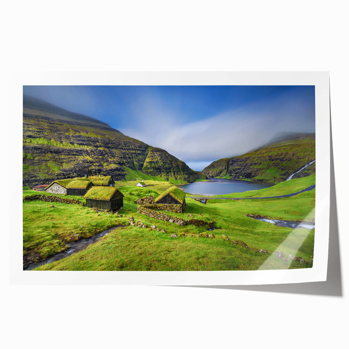 Rolled print of a European Denmark scenery in muted earth tones, ideal for dining room wall art.