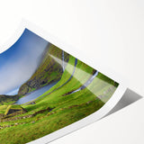 Extra large rolled print featuring line art flowers in black on white, ideal for large living room walls.