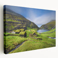 European Denmark landscape on large stretched canvas, featuring muted earth tones, ideal for kitchen wall art.