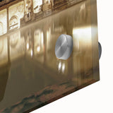 Large abstract depiction of Bath, England in muted earth tones on acrylic glass, suitable for dining room art.