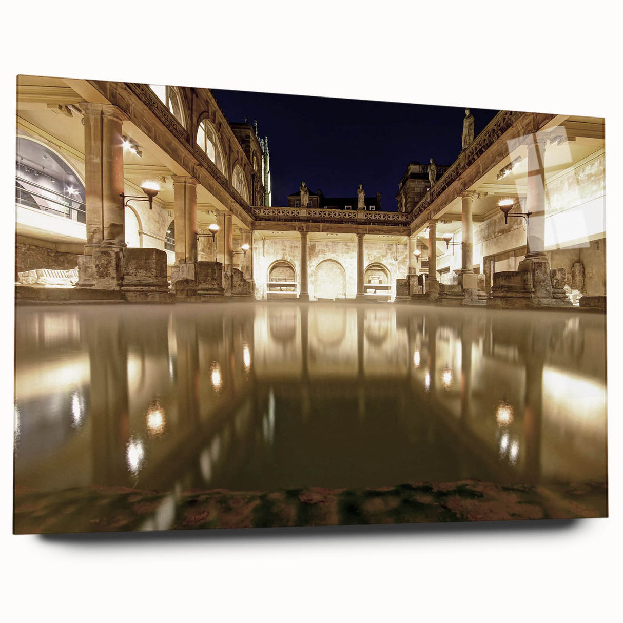 Acrylic print of a European scenery depicting Bath, England, in muted earth tones, suitable for bedroom or dining room decor.