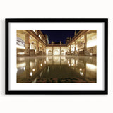 Extra large framed abstract art print depicting colorful textured scenery of Bath, England, ideal for living room decor.