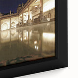 Black wall art featuring a textured, colorful depiction of the Bath, England skyline on extra large framed canvas.