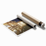 Rolled print of a European scenery in Bath, England, with floral elements in muted colors.