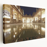 Large canvas print of the Bath, England skyline in muted earth tones, suitable for kitchen wall art.