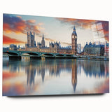 Acrylic print of Big Ben in muted gray tones, ideal for bedroom or dining room art.