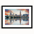Extra large canvas of abstract Big Ben in vibrant colors with a textured finish, ideal for living room decor.