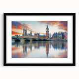 Extra large canvas of abstract Big Ben in vibrant colors with a textured finish, ideal for living room decor.