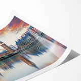 Extra large wall art featuring line art flowers with Big Ben in soft pastel shades, ideal for large living room wall decor.