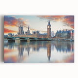 Black and white stretched canvas of the Big Ben in a minimalist style, ideal for kitchen wall art or bedroom decor.