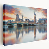 Large canvas print of the Big Ben and London skyline in muted gray and blue tones, suitable for kitchen wall art.