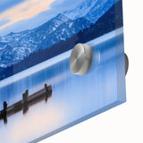 Large abstract wall art depicting the Cumbria landscape in England, in acrylic glass with mid-century modernist style.