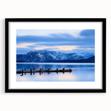 Colorful abstract art print of a textured European scenery in Cumbria, framed with a black mat.