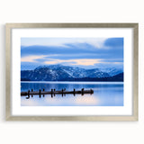 Extra large abstract art print depicting a textured scenery of Cumbria, England in muted earth tones, framed in silver.