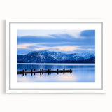 Textured abstract art print of Cumbria, England, in muted earth tones on a white framed mat, suitable for bedroom decor.