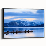 Black and white framed canvas featuring a vintage-style landscape of Cumbria, England, ideal for bedroom decor.