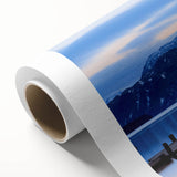 Art Deco poster of Cumbria landscape in muted green and blue tones on rolled canvas, ideal for nursery wall art.