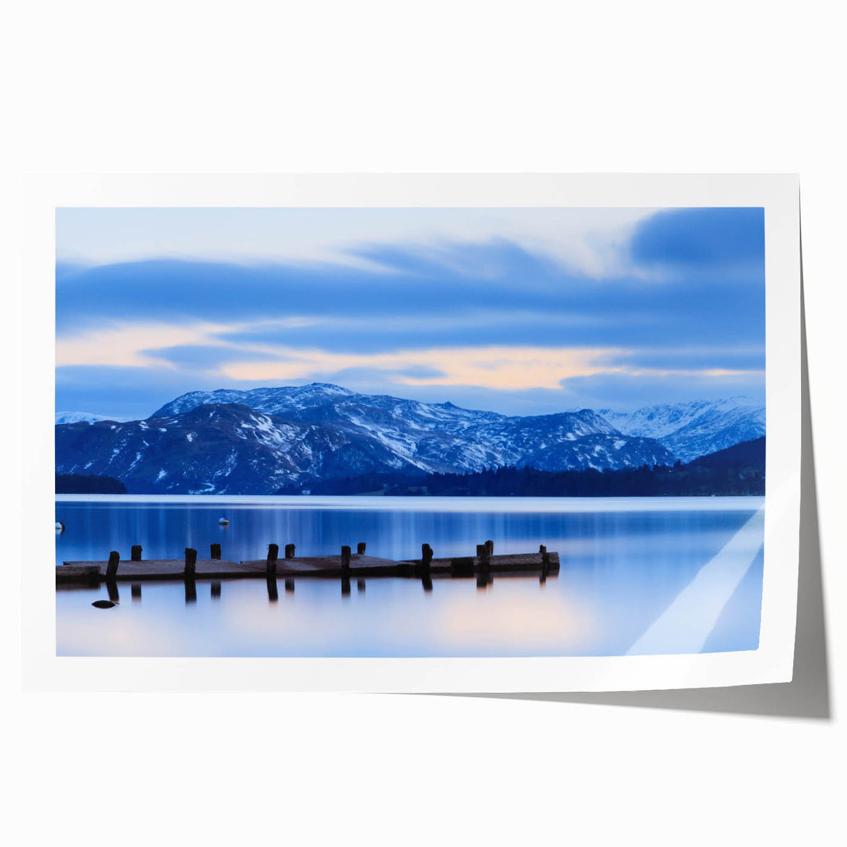 Scenic Cumbria landscape with flowers on a rolled print, using muted earth tones, suitable as art wall dining room decor.