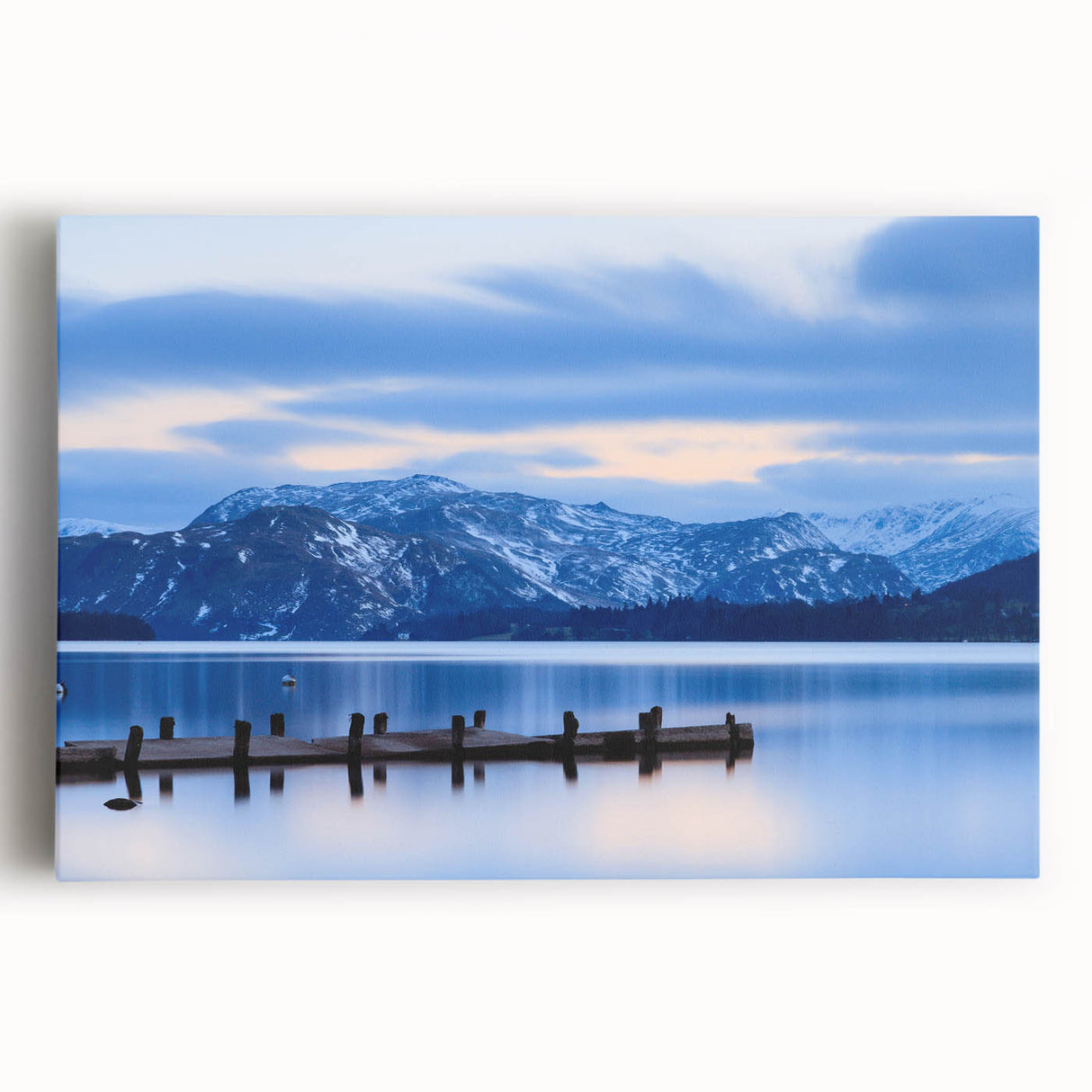 Black and white photographic print of Cumbria's landscape on stretched canvas, suited for kitchen or bedroom decor.