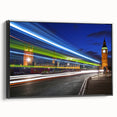 Black and white framed canvas of vintage London landscape, ideal for bedroom wall art.